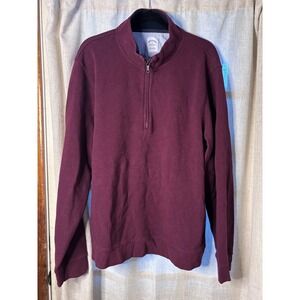 Brooks Brothers Mens‎ XXL 1/4 Zip Pullover Sweater Burgundy Red Cotton Blend